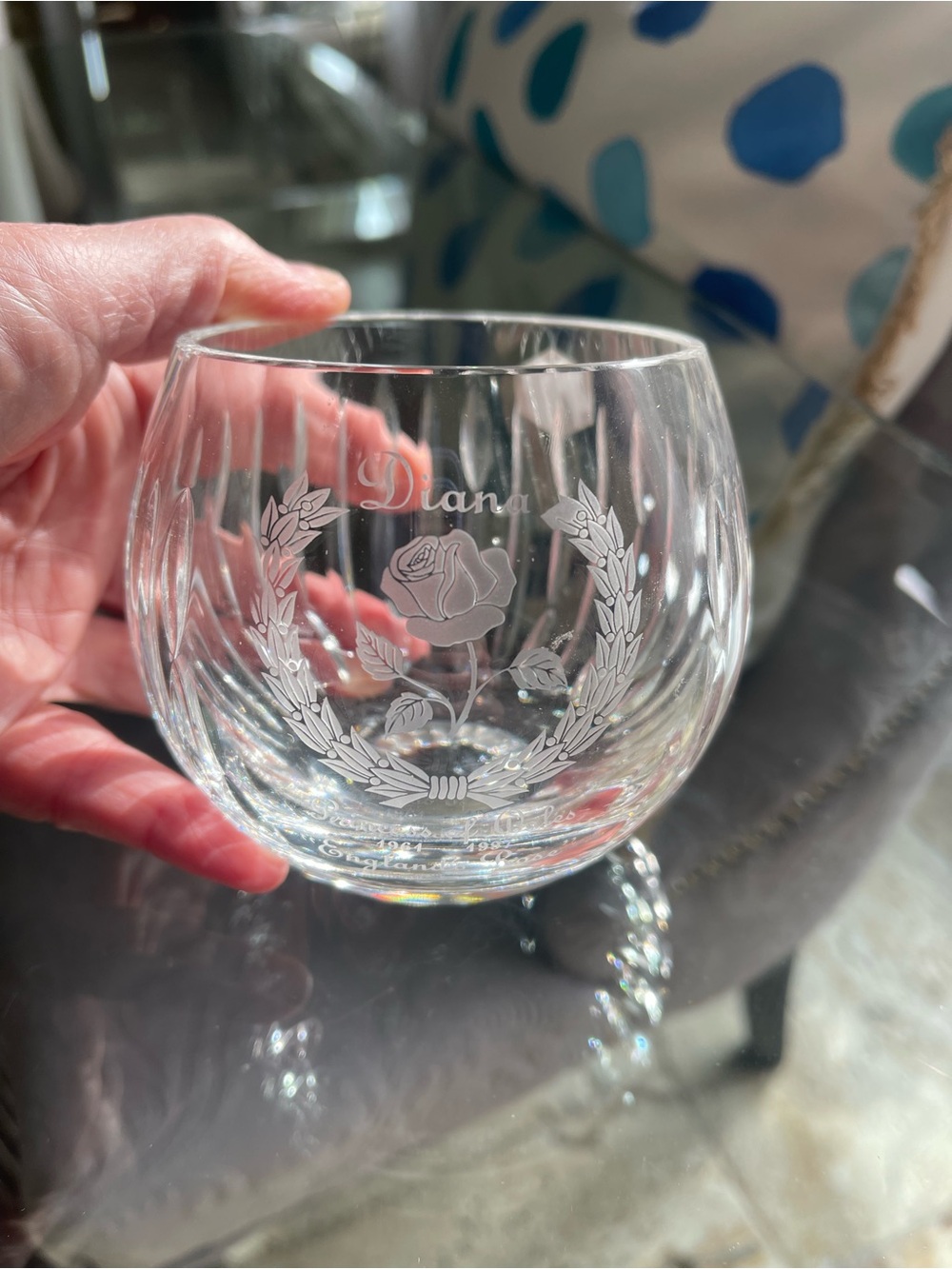 Personalized Clear Glass Rose Accent Vase - Diana